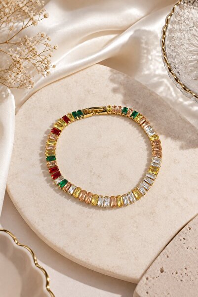 serelya 316L Steel Gold Color Colorful Waterway Design Bracelet