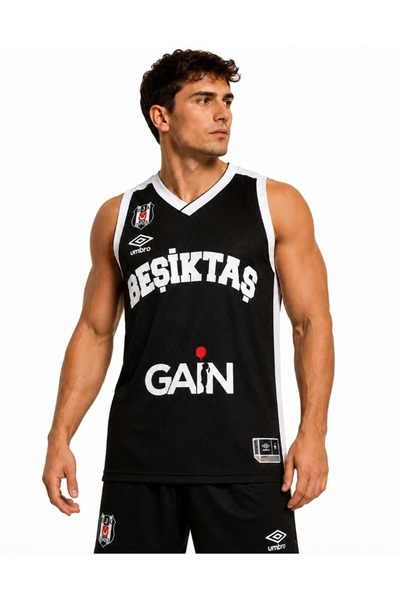 Beşiktaş Umbro Sponsor Baskılı Erkek Basketbol Forması SİYAH