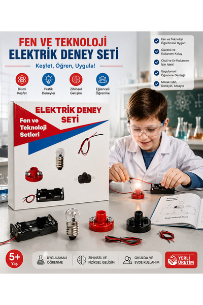 Fen ve Teknoloji Elektrik Deney Seti | Çocuklar İçin Eğitici Elektrik Devresi Kurma Seti | Ampullü Bilim Deneyi ve STEM Eğitim Oyunu
