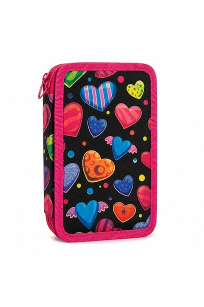 OEM Penar școlar, 3 compartimente, 3 fermoare, 20 x 13 cm, Material textil, F...