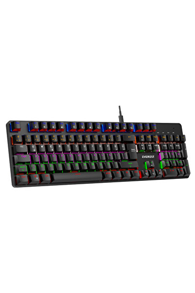 Everest KB-MK1 Lumos Siyah USB Rainbow Aydınlatmalı Blue Switch Full Anti-Gho...