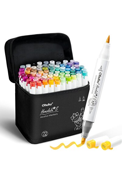 Ohuhu Honolulu² S, Set 72 Markere, Baza Alcool, Dual Soft Tips Brush&Soft Chi...