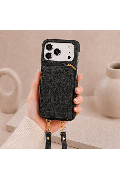 botyco Iphone 17 Pro Max (6.9 inç) Uyumlu Yanları Açık Slım Tasarım Cüzdanlı ...