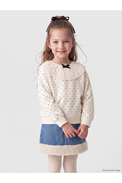 LC Waikiki Ecru Bebe Collar Girls' Sweatshirt