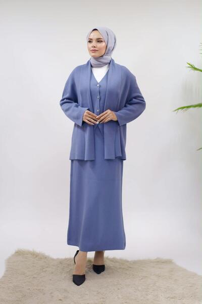 AXXAN Women's Hijab Skirt Set, 3-Piece Set, Buttoned Vest, Skirt and Cardigan...