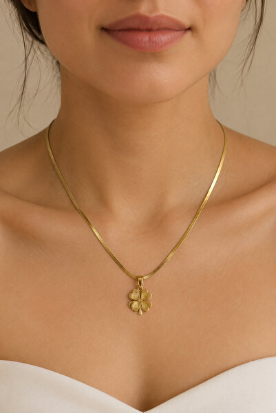 stainless steell Ezme Italian Chain Clover Necklace