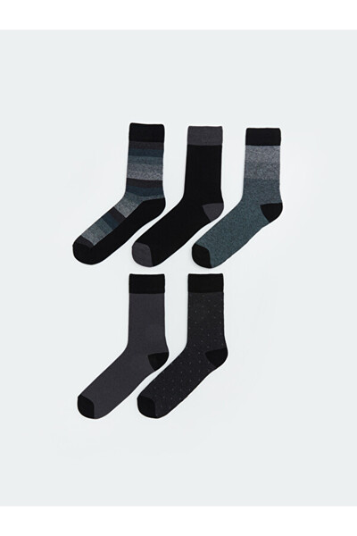 LC Waikiki Rmz Gi̇yi̇m Farkiyla Embroidered Men's Socks 5-Pack