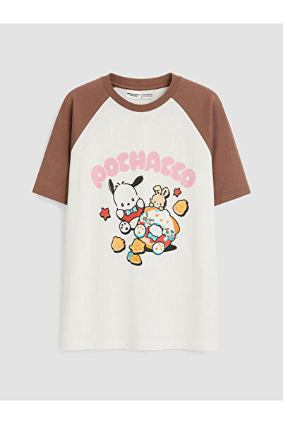 LC Waikiki Rmz Gi̇yi̇m Farkiyla Zero Roba Collar Pochacco Printed Girls' T-Shirt