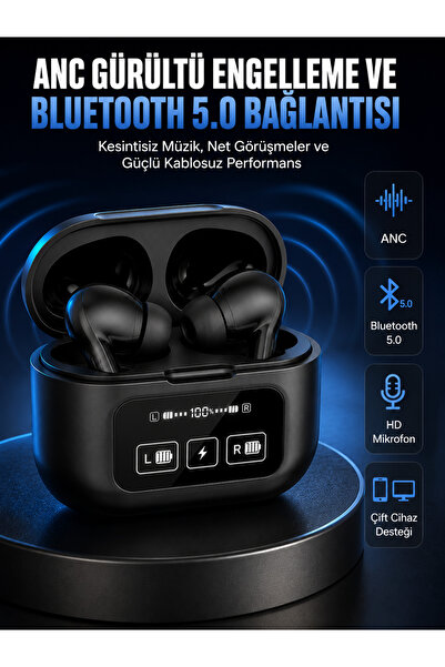 EMVERA Yeni Nesil Pro Ekranlı Bluetooth Kulaklık 5.0 Bluetooth