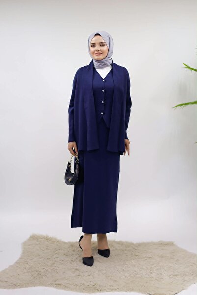 AXXAN Women's Hijab Skirt Set, 3-Piece Set, Buttoned Vest, Skirt and Cardigan...