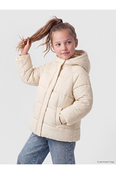 LC Waikiki Two Mt Shop Quality Lcw Kids Yellow Regular Fit Hooded Girls' Puff...