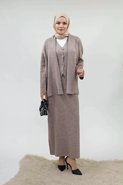 AXXAN Women's Hijab Skirt Set, 3-Piece Set, Buttoned Vest, Skirt and Cardigan...