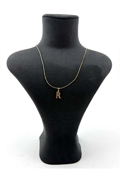 Xuping JEWELRY 14 ayar altın kaplama R harf kolye 43cm zincir kararmaz alerji yapmaz