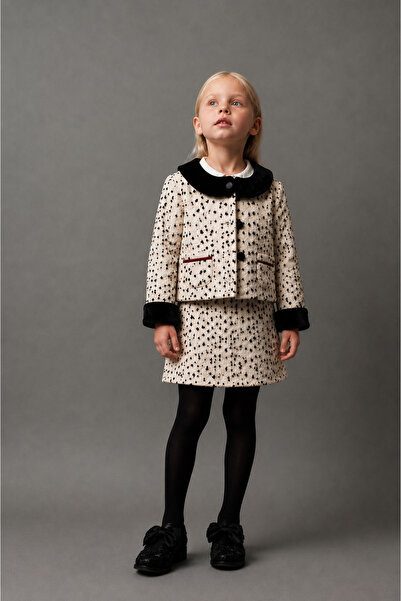 Elo Baby Girl Ecru Spotted Chanel Cotton 3-Piece Set