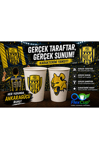 FlexCup Ankaragücü Taraftar Baskılı 7 Oz Karton Bardak 500 Adet