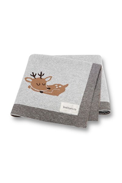 Battani.Co Knitted Baby Blanket for Girl and Boy, Gray Deer, 90cm X110Cm