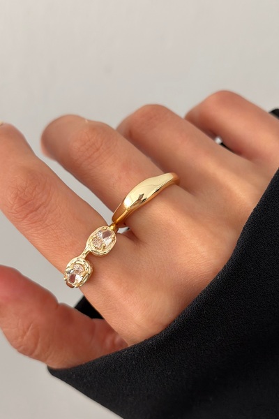Lavian Accessories 2’li Fari Gold Yüzük Seti