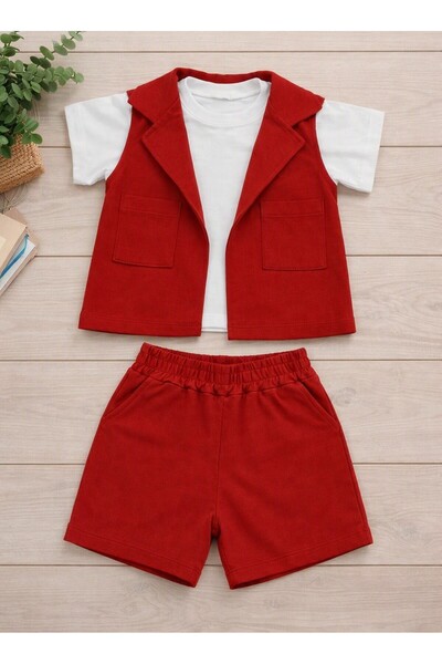 shop Boy's 3-Piece Combination Woven Summer Outfit with Stylish Design
