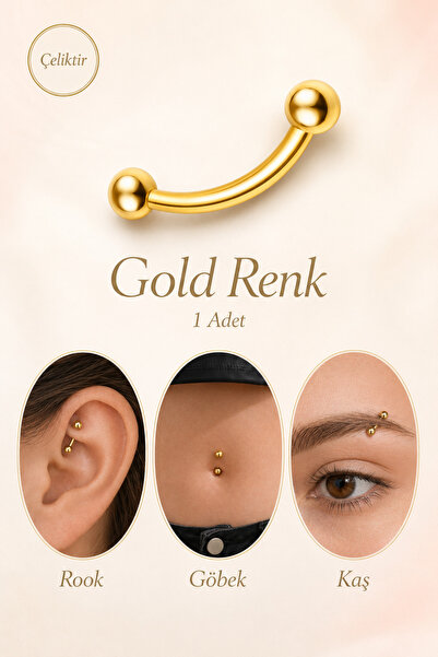 moonzy - minimalist & cozy Çelik Banana Piercing Çift Toplu Kavisli Bar Kaş R...