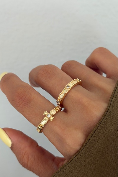 Lavian Accessories 2’li Pare Gold Yüzük Seti