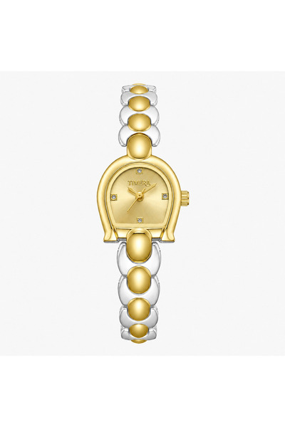 TIMERA ساعة ثنائية اللون فضي وذهبي بمينا ذهبية ومؤشرات لامعة -TIMERA Two-Tone...