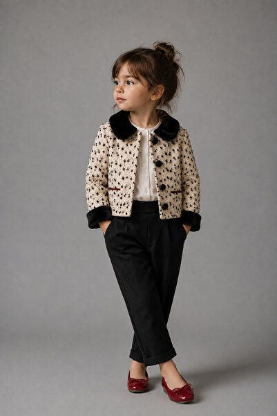 Elo Baby Girl Ecru Spotted Chanel Cotton 3-Piece Set