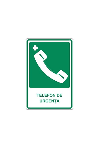 PAS Indicator „Telefon de urgență”, placa PVC rigid 4 mm, 20 x 30 cm, Alb