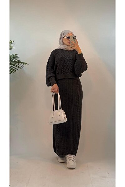 AXXAN Knitwear Skirted Sweater Embroidered Patterned Wool Sweater Skirt Stand...