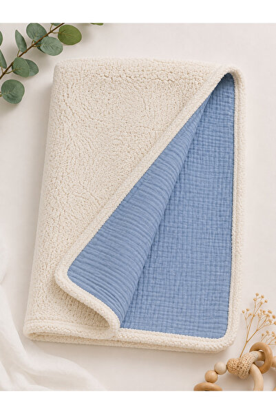 COOLMINIES Double Layer Muslin Coverlet and Welsoft Blanket, Two-Sided Multi-...