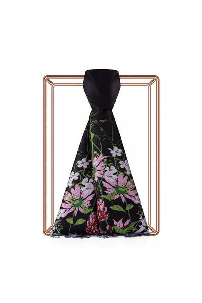 ipekevi Hanging Spring Pattern Shawl 09432-Black