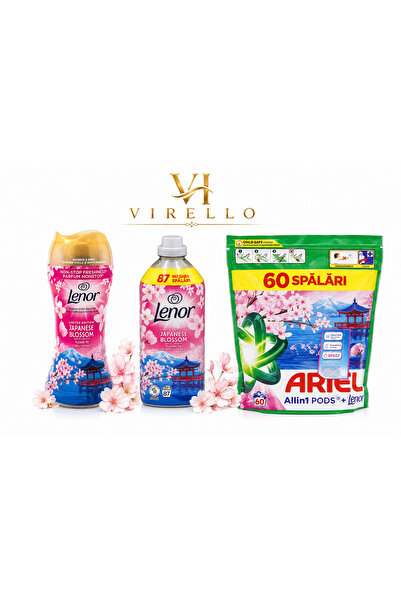 lenor Set Ariell + Japanese Blossom – 60 capsule detergent, balsam 87 spălări...