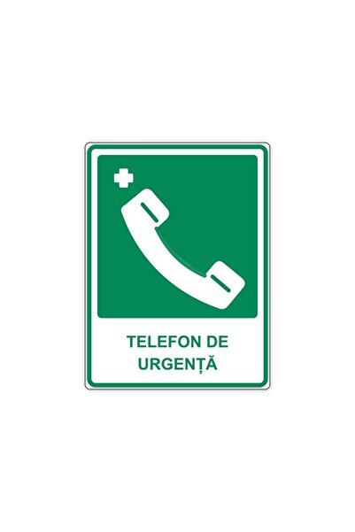 PAS Indicator „Telefon de urgență”, placa PVC rigid 4 mm, 30 x 40 cm, Alb