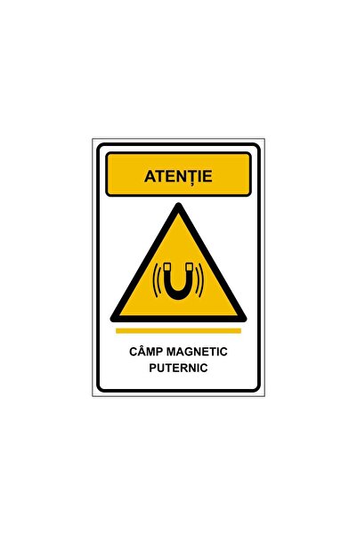 PAS Indicator „Atenție, câmp magnetic puternic”, placa PVC rigid 4 mm, 20 x 3...