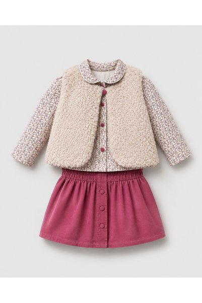 Elo Baby Girl Plum Little Flowers Cotton 3-Piece Set