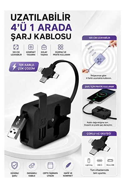 mucit home Makaralı Tüm Telefonlara Uyumlu Şarj Aleti Yavaşça Çek Bırak Uzaya...
