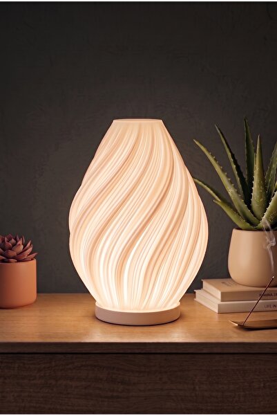 Lumense Od Estetik Dalga Formlu Modern Dekoratif Gece Lambası ve Abajur - Peach