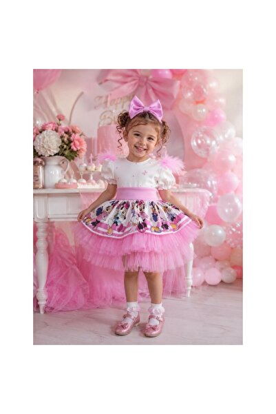 NA ADDESIGN Kız Çocuk Minnie Miki Mouse Tüllü Kabarık Elbise