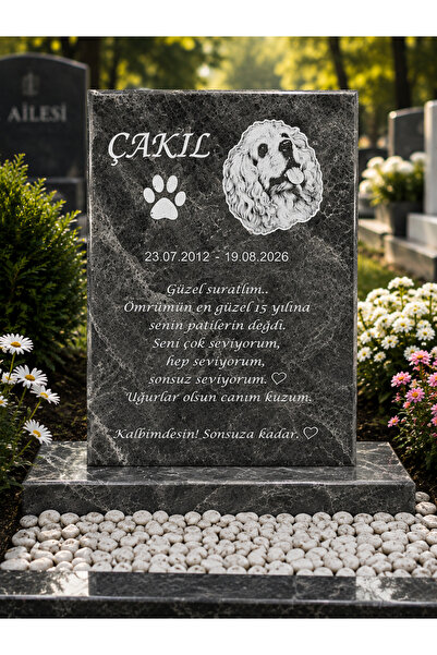 Digital Hayat Kişiye Özel Evcil PET Hayvan Mezar Taşı – Kedi Köpek Lazer Kazı...