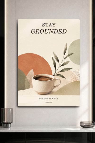 DekorHane Imprimare metalică - Cană ceramică cu pete, cu textul „Stay Grounde...