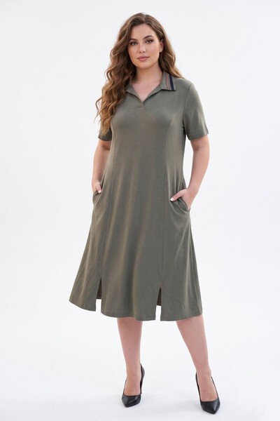 wearon tekstil Γυναικείο φόρεμα με λαιμόκοψη πόλο και κοντό μανίκι από λύκρα ...