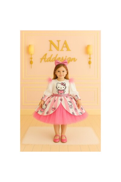 NA ADDESIGN Hello Kitty Elbise, Hello Kitty Pembe Elbise
