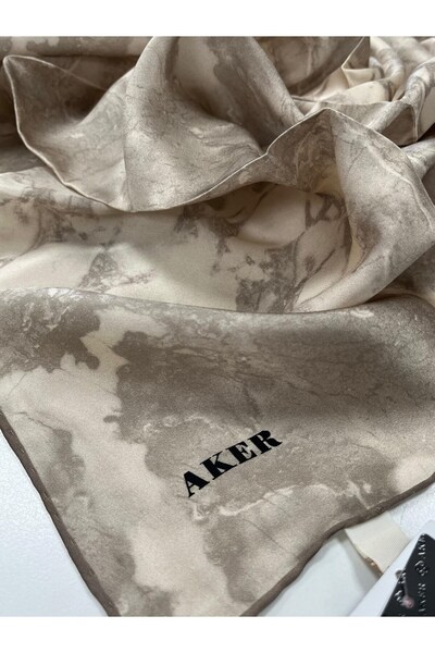 Aker Sura Silk Scarf Beige Marble Pattern