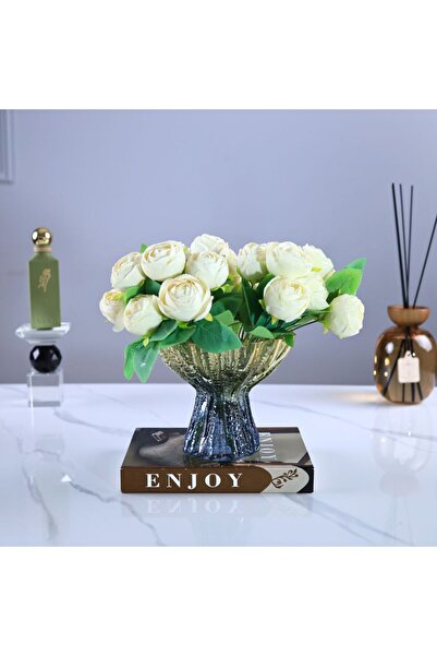 Al Hadaya Mall Glass flower vase with modern design - colored - 19x19x16cm