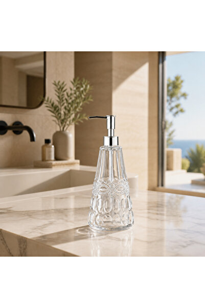English Home Mare Glass Transparent Soap Dispenser Silver