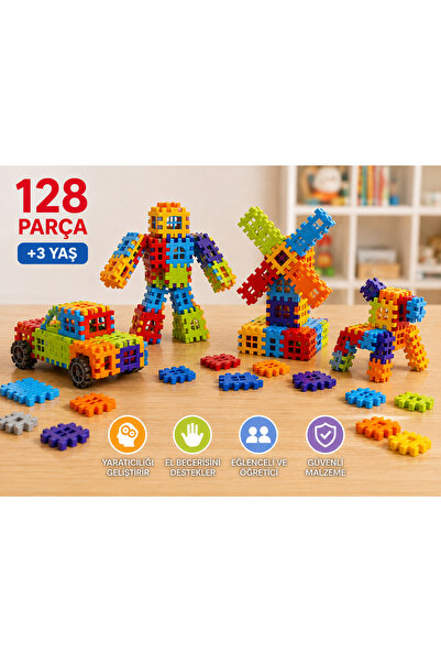 Genel Markalar Puzzle City 3D Yapı Ve Tasarım Blokları 128 Parça Eğitici, Zek...