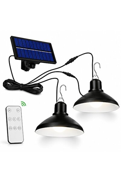 ARSA GO Lampă solară LED cu 2 lămpi suspendate, Telecomandă, Senzor de lumină...