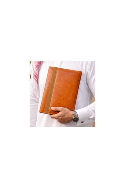 AMAD CRAFT Luxury brown folder made of recycled leather, decorated with hand-...