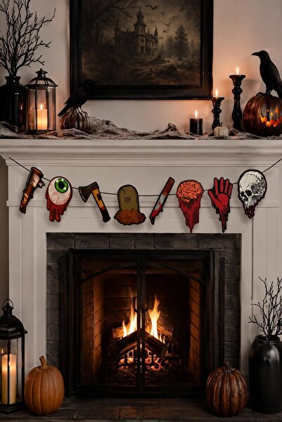 Patladı Gitti 8 Parça Korku Figürlü Asma Banner Halloween Cadılar Bayramı Par...