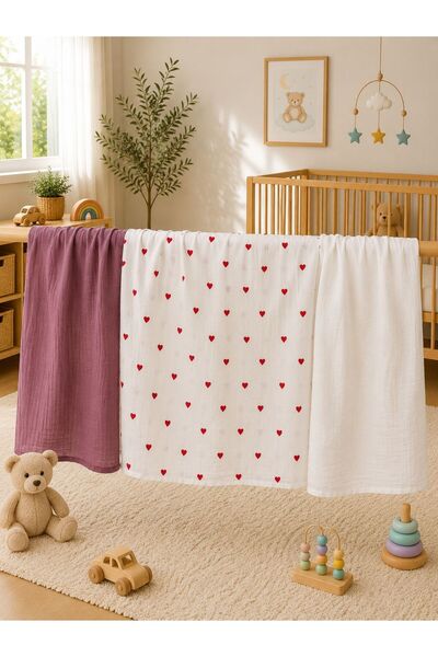 Zümra Baby Multi-Purpose Muslin Blanket Set of 3, Muslin Newborn Baby Blanket...