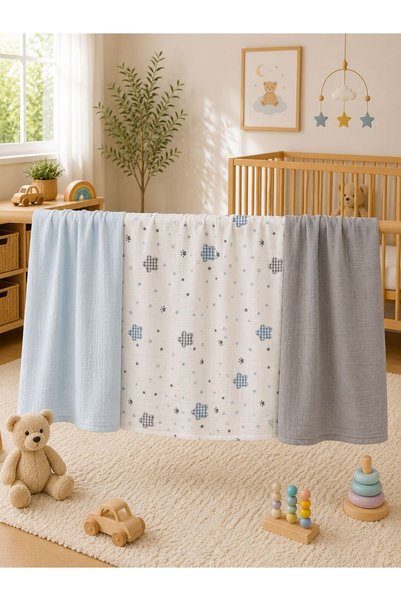 Zümra Baby Multi-Purpose Muslin Blanket Set of 3, Muslin Newborn Baby Blanket...